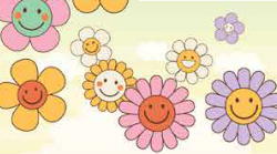 An assortment of flowers with colourful petals and happy faces.